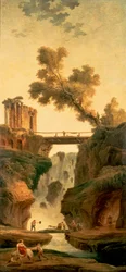 Paisaje con una cascada